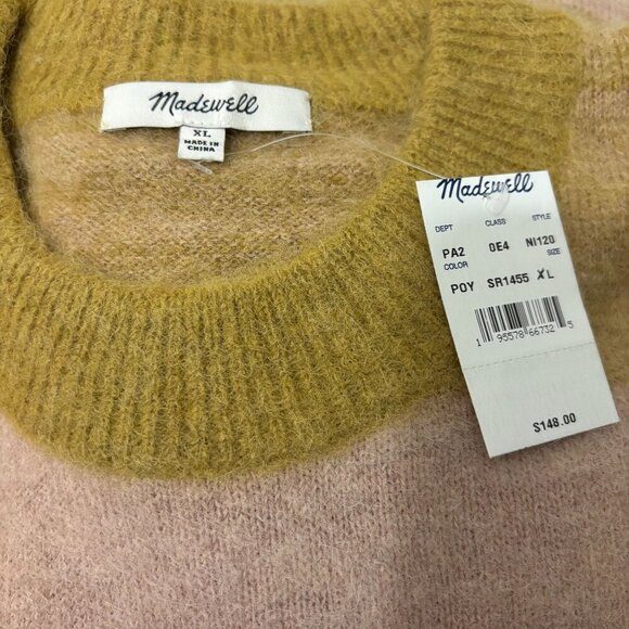 Madewell Otis Space Dye Pullover Sweater Size XL Pink Oyster Alpaca Wool Blend - Picture 5 of 6